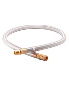 1/2" Bspm T x 22mm Comp x 1.5m LPG Caravan Steel Braided Gas Hose Assembly, 2227