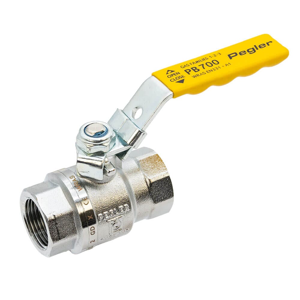 Pegler PB700 3/4" Gas Ball Valve Full Bore BSP – Yellow Lever, 230004