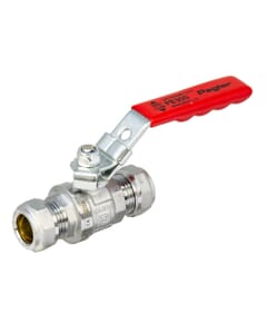 Pegler PB300 15mm Full Bore Ball Valve with Red Lever Handle, 254001