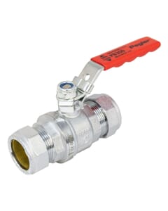 Pegler PB300 28mm Full Bore Ball Valve Red Lever Handle, 254003