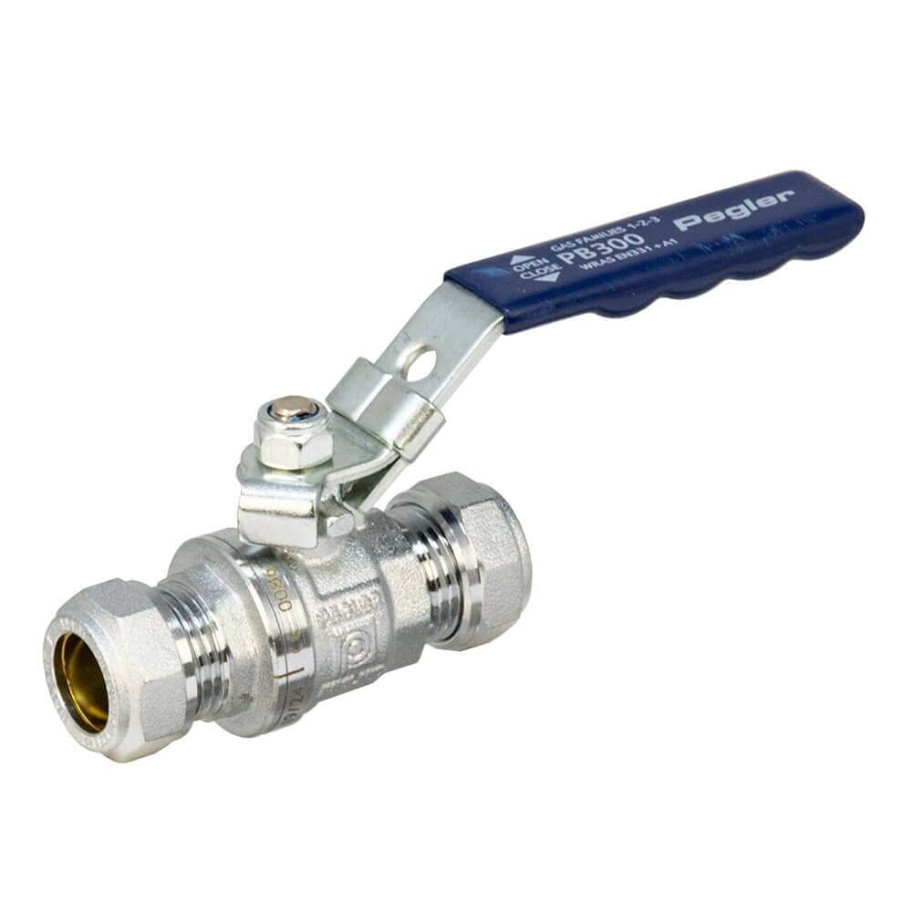 Pegler PB300 15mm Full Bore Ball Valve with Blue Lever Handle