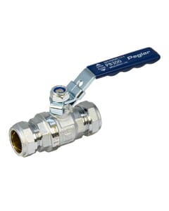 Pegler PB300 22mm Full Bore Ball Valve with Blue Lever Handle, 254022