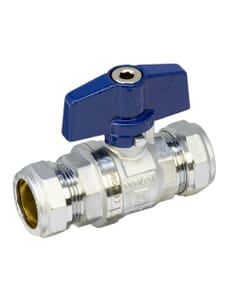 Pegler PB300T 22mm Full Bore Tee Ball Valve with Blue Handle