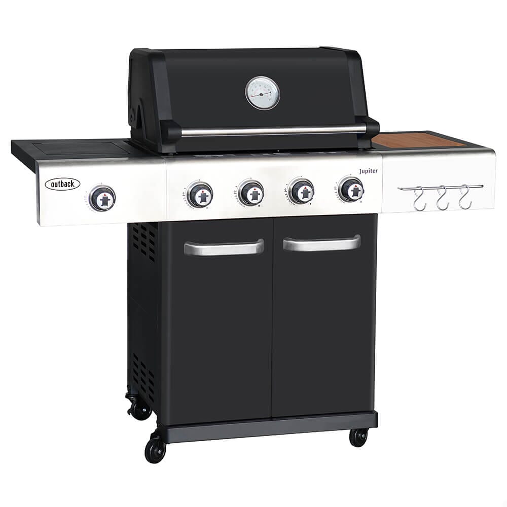 Outback Jupiter Black 4 Burner Hybrid BBQ, 370793