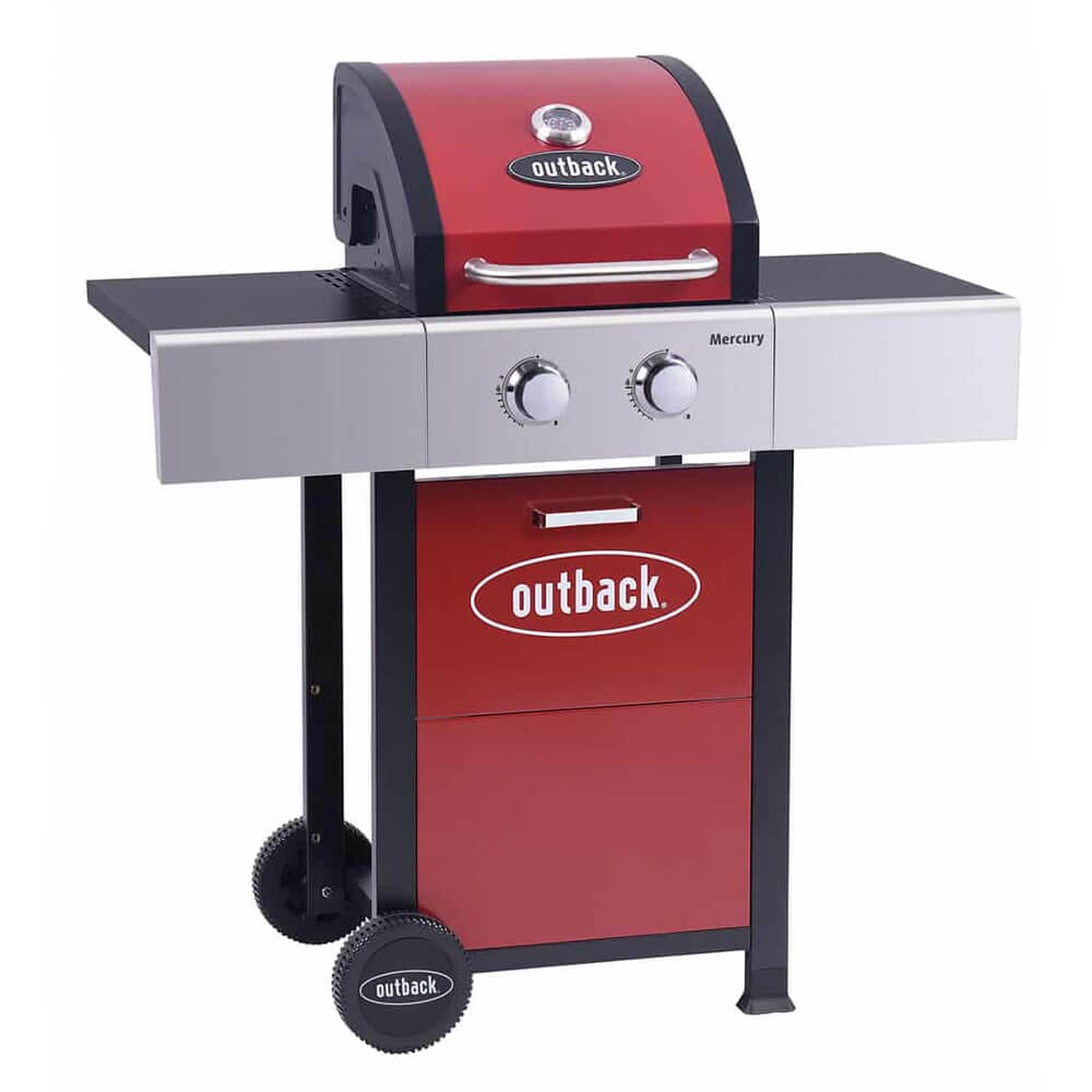 Outback Mercury 2 burner gas BBQ red porcelain enamel hood, 371147