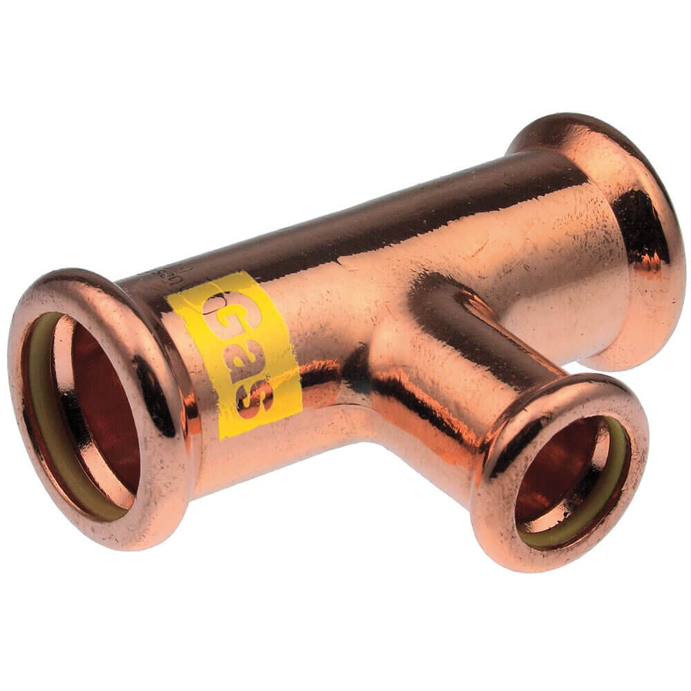 Pegler Yorkshire VSH Xpress Gas Branch Reducing Tee - 22 x 22 x 15mm, 39860