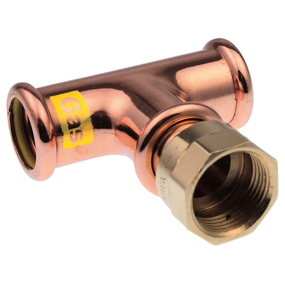 Pegler Yorkshire VSH Xpress Gas Tee Female BSP Branch - 22 x 22mm x 1/2" Bsp FM, 39892