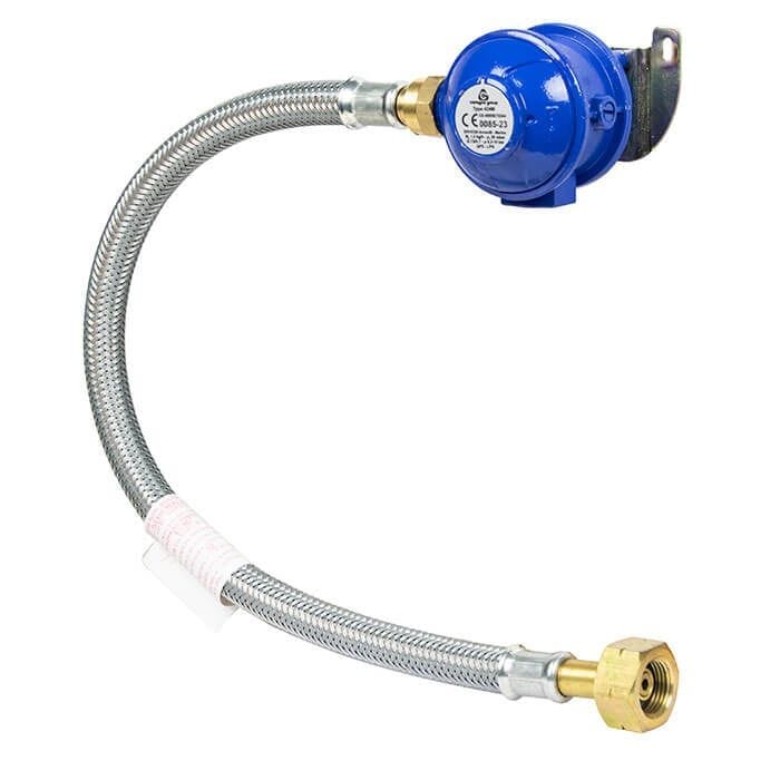 Cavagna Marine 30mbar Bulkhead Butane/Propane Gas Regulator Kit - S/S Hose, 42.490.1099K2