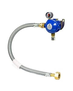 Cavagna Marine 30mbar Bulkhead Gas Regulator Kit with Gauge - S/S Hose, 42.490.1096K2