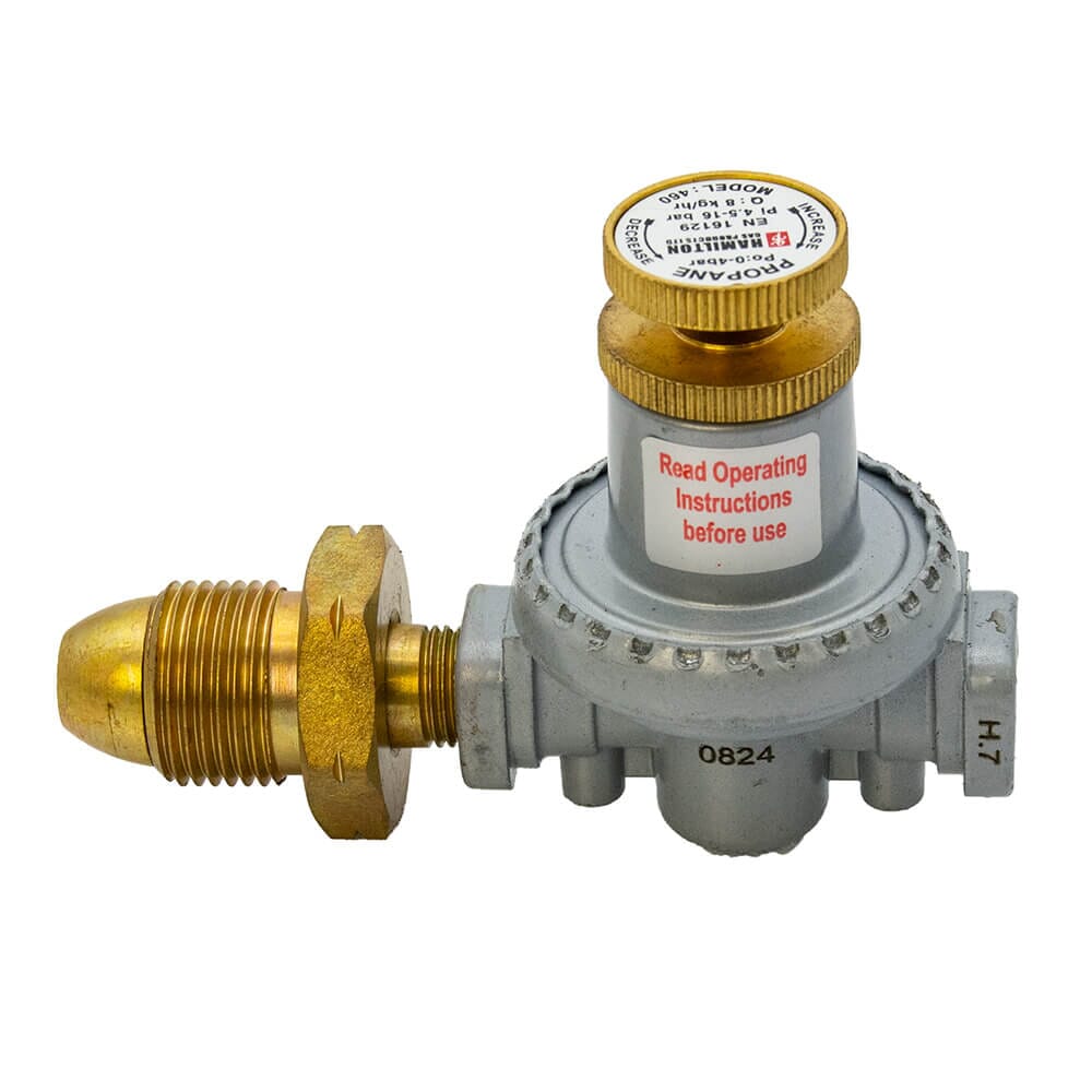 IGT High Pressure Propane Regulator - 4 Bar Adjustable - POL X 1/4" Outlet - 8 Kg/hr - Red