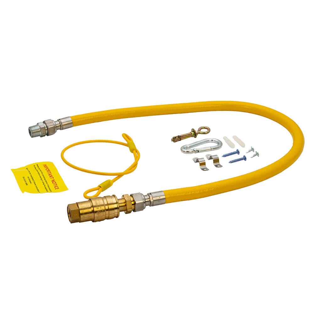 Connect2Gas QR Braided Gas Hose for Catering - 1/2" x 1000mm, 50C2G100 - Premium 1/2" x 1000mm stainless steel braided catering hose with quick-release valve. BS669-2 approved, heat resistant, and ideal for commercial Natural Gas and LPG installations.