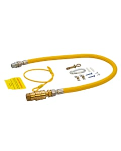 Connect2Gas QR Braided Gas Hose for Catering - 1/2" x 1000mm, 50C2G100 - Premium 1/2" x 1000mm stainless steel braided catering hose with quick-release valve. BS669-2 approved, heat resistant, and ideal for commercial Natural Gas and LPG installations.