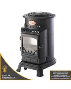 Provence 3kW Matt Black Deluxe Portable Gas Heater with Thermostat, 600416TM