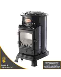 Calor Gas 3kW Gloss Black Provence Deluxe Portable Gas Heater with Thermostat, 600419TM