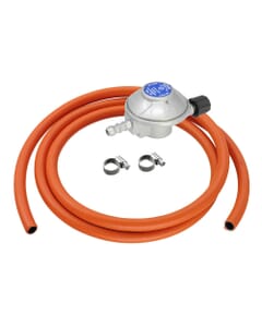 Calor Campingaz 29mbar Butane Screw-On Gas Regulator, 2m Hose & Clips Kit, 601227KIT2