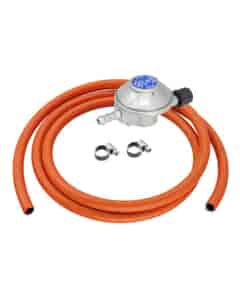 Calor Campingaz 29mbar Butane Screw-On Gas Regulator, 2m Hose & Clips Kit, 601227KIT2