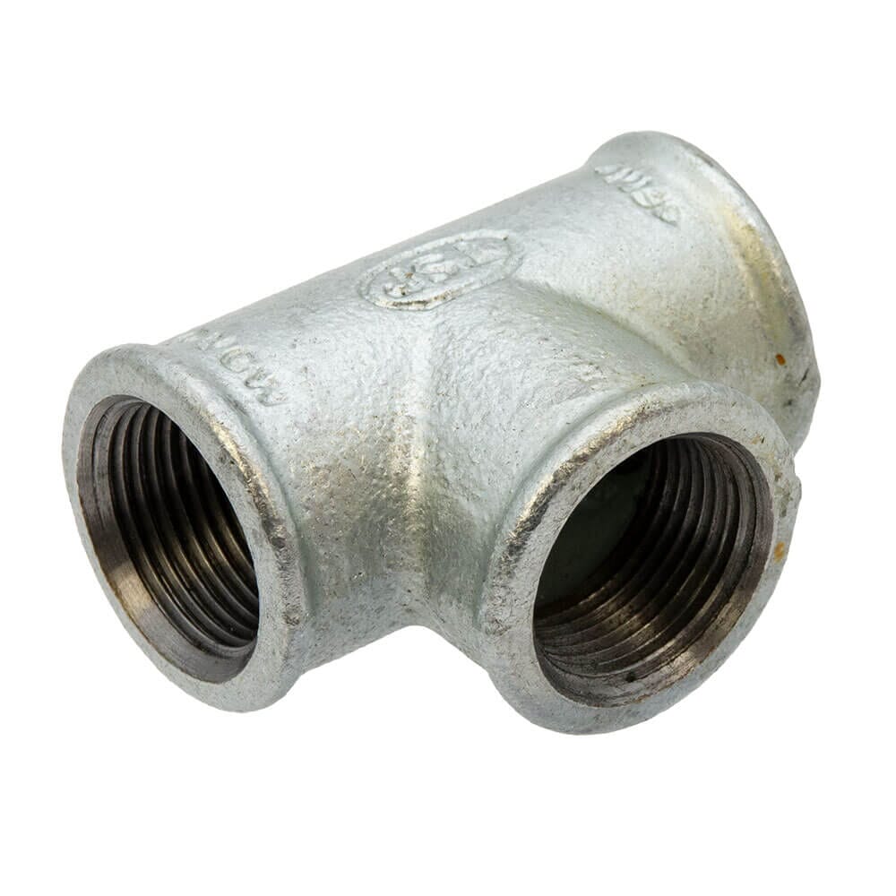 Galvanised Iron Equal Tee – 3/4" F x F x F, 6038