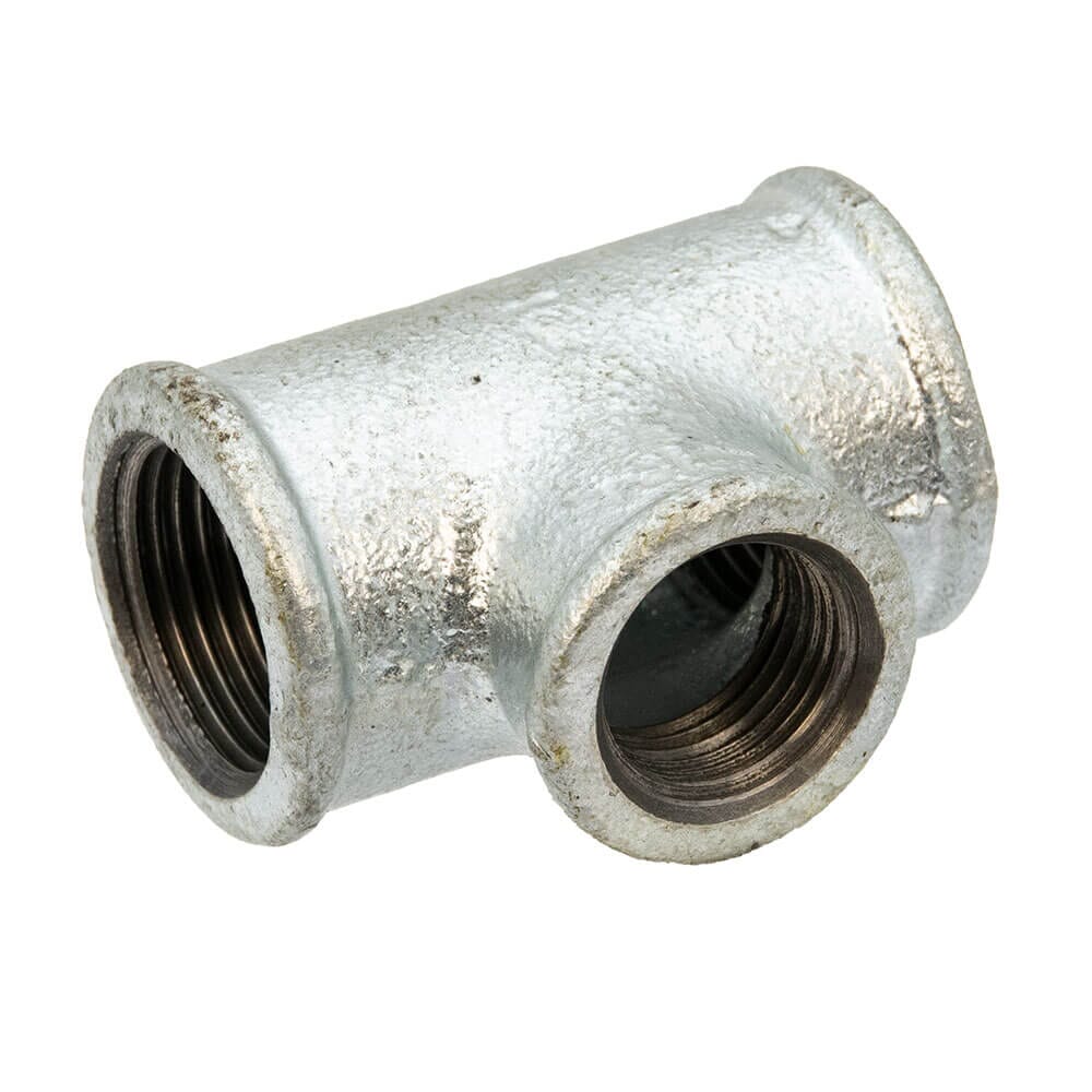 Galvanised Iron Reducing Branch Tee – 3/4" x 1/2" Female, 6045