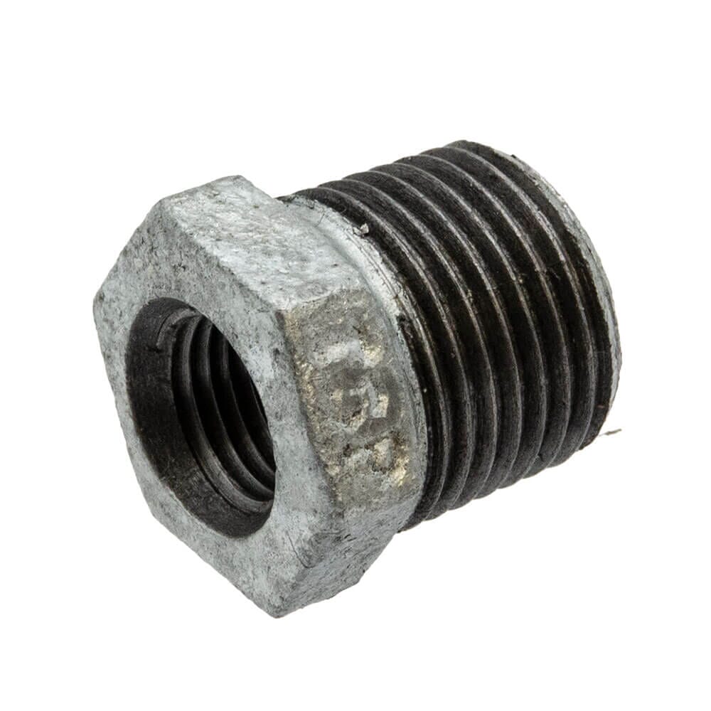 Galvanised Iron Hexagon Bush - 1/2" x 1/4" M x F, 6129