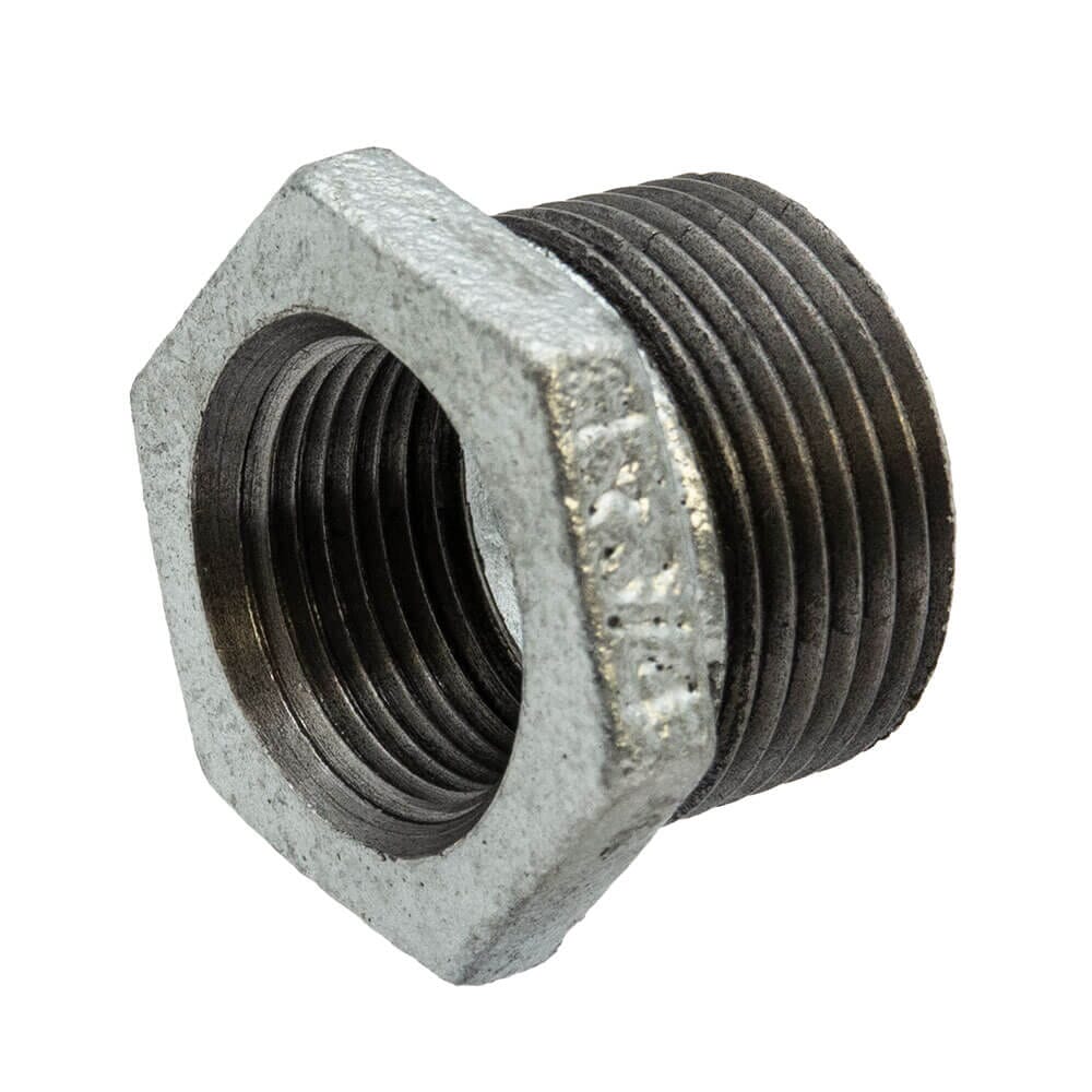 Galvanised Iron Hexagon Bush - 1" x 3/4" M x F, 6135