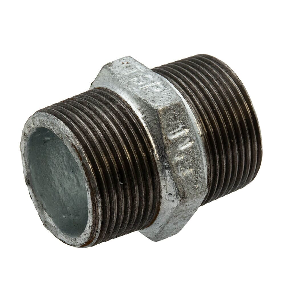 Galvanised Iron Hexagon Nipple – 1.1/4" Male x Male, 6160