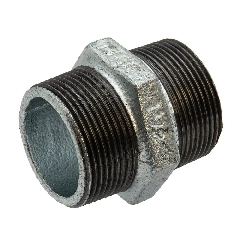 Galvanised Iron Hexagon Nipple – 1.1/2" Male x Male, 6161