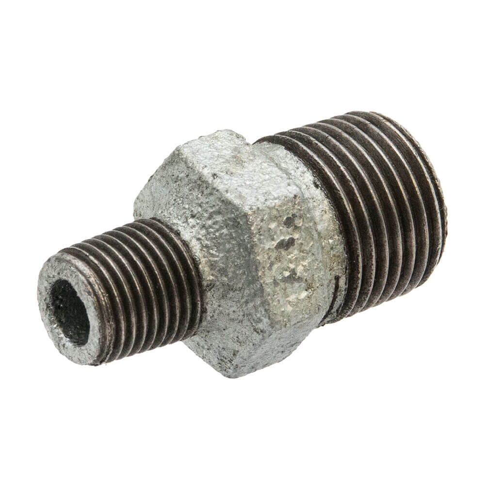 Galvanised Iron Reducing Hex Nipple – 1/2" x 1/4" M x M, 6164