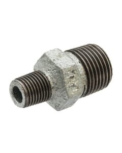 Galvanised Iron Reducing Hex Nipple – 1/2" x 1/4" M x M, 6164