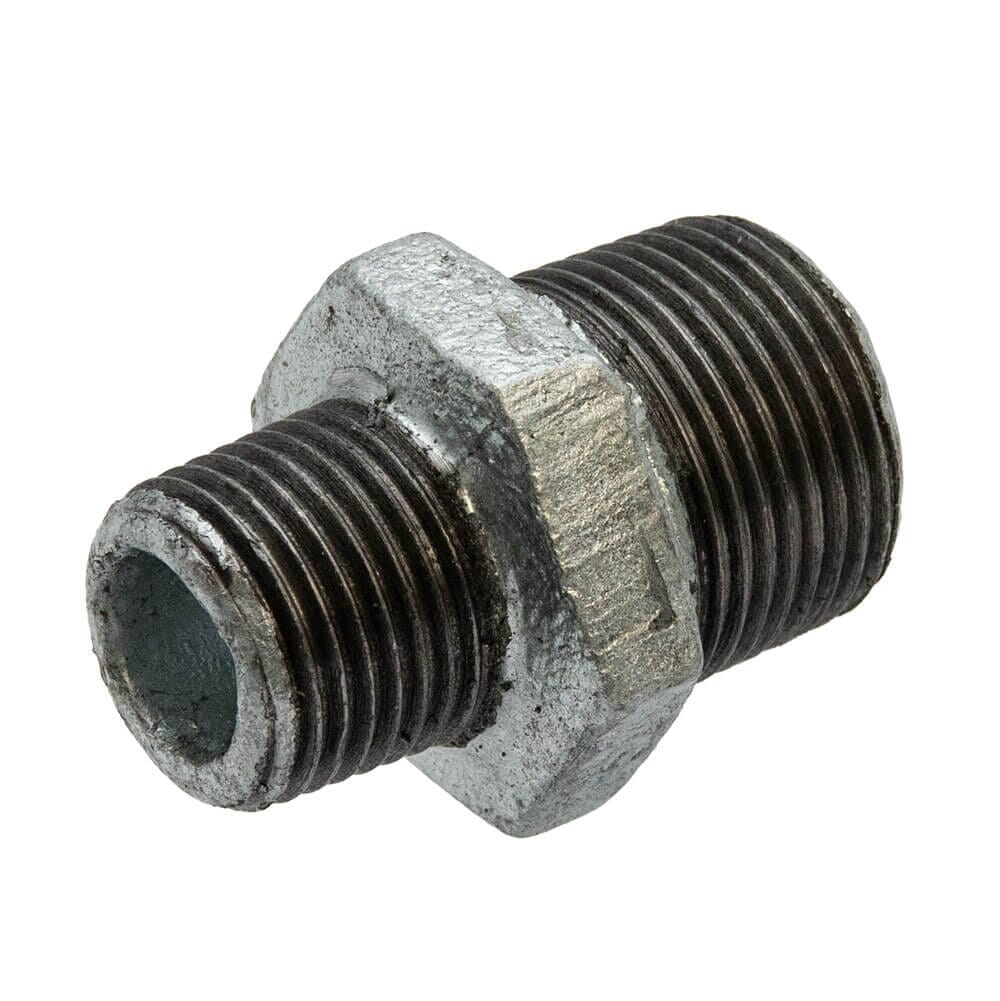 Galvanised Iron Reducing Hex Nipple – 3/4" x 1/2" M x M, 6167