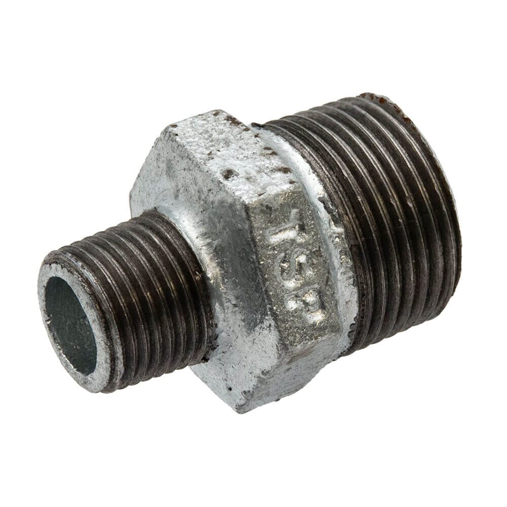 Galvanised Iron Reducing Hex Nipple – 1" x 1/2" M x M, 6168