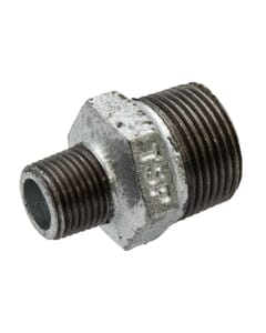 Galvanised Iron Reducing Hex Nipple – 1" x 1/2" M x M, 6168