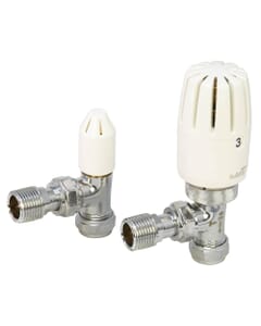 Pegler Yorkshire Bulldog II Angled Thermostatic TRV & Lockshield Set - 15mm, 643150