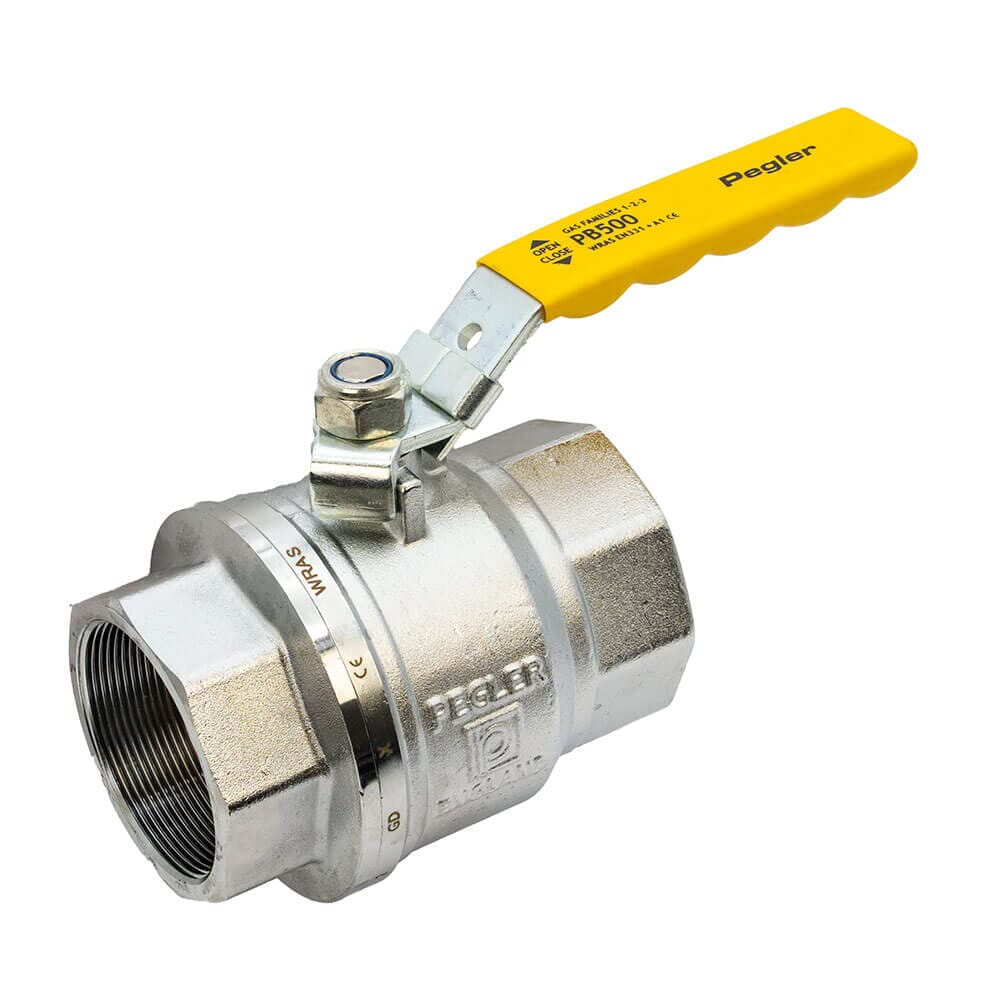 Pegler PB500 2.1/2" Gas Ball Valve Full Bore BSP – Yellow Lever, 7020