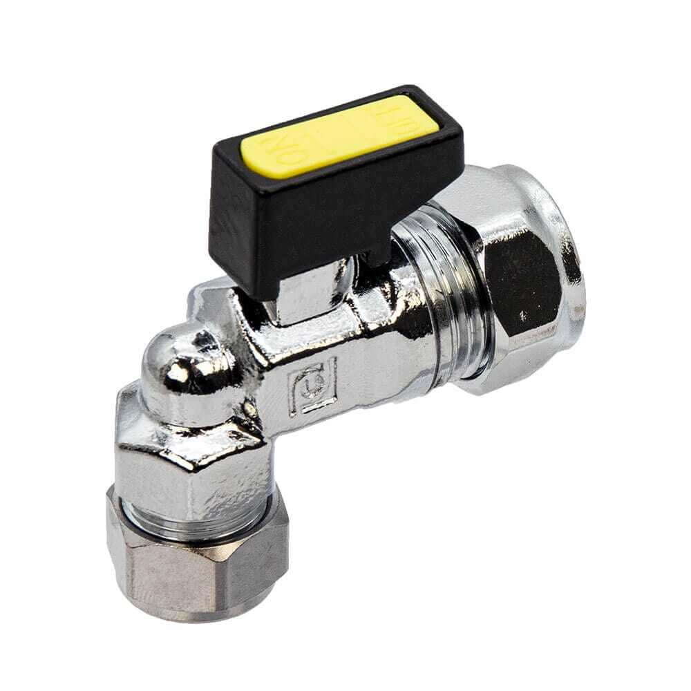 Mini Elbow Gas Ball Valve - 10mm x 15mm Compression , 7210