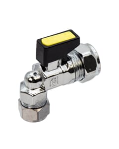 Mini Elbow Gas Ball Valve - 10mm x 15mm Compression , 7210
