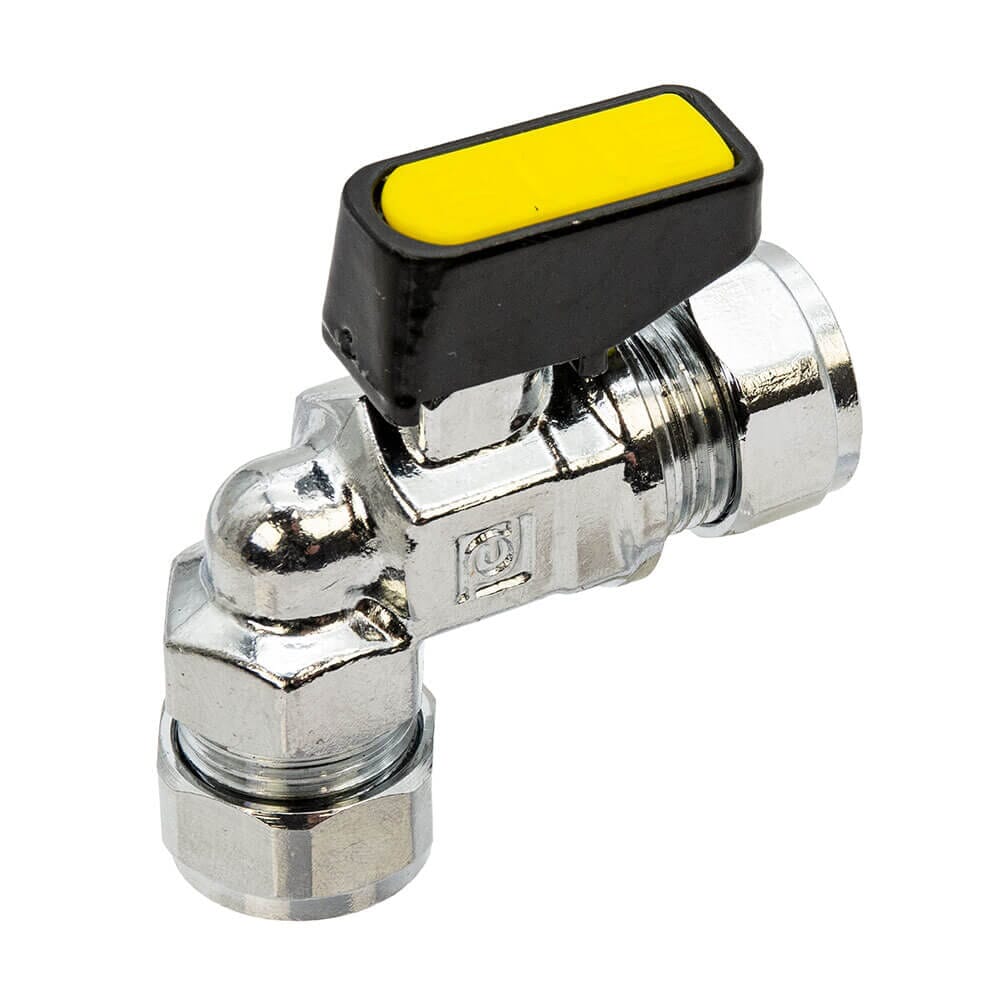 Mini Elbow Gas Ball Valve - 15mm Compression, 7212