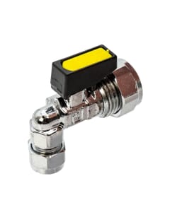 Mini Elbow Gas Ball Valve - 15mm x 8mm Compression, 7251