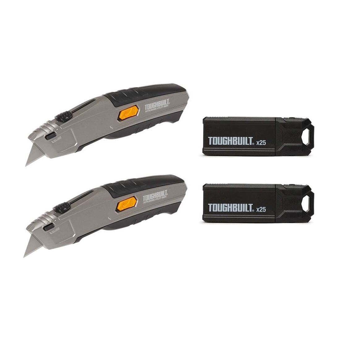 TOUGHBUILT Autoloading Utility Knife Twin Pack Inc 50x Blades