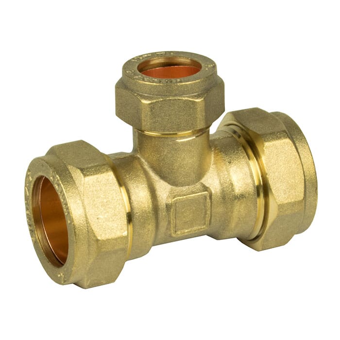 22mm x 15mm x 22mm Compression Tee with Reduced Branch