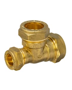 Reduced End Brass Compression Tee – 22mm x 15mm x 22mm , AH103