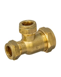 Reduced End & Branch Brass Compression Tee – 22mm x 15mm x 15mm , AH110