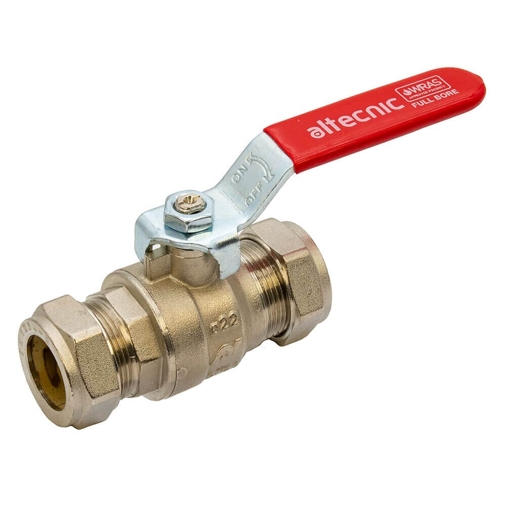 Altecnic 3/4" Compression Intaball Valve – Red Lever Handle, AI-373R22