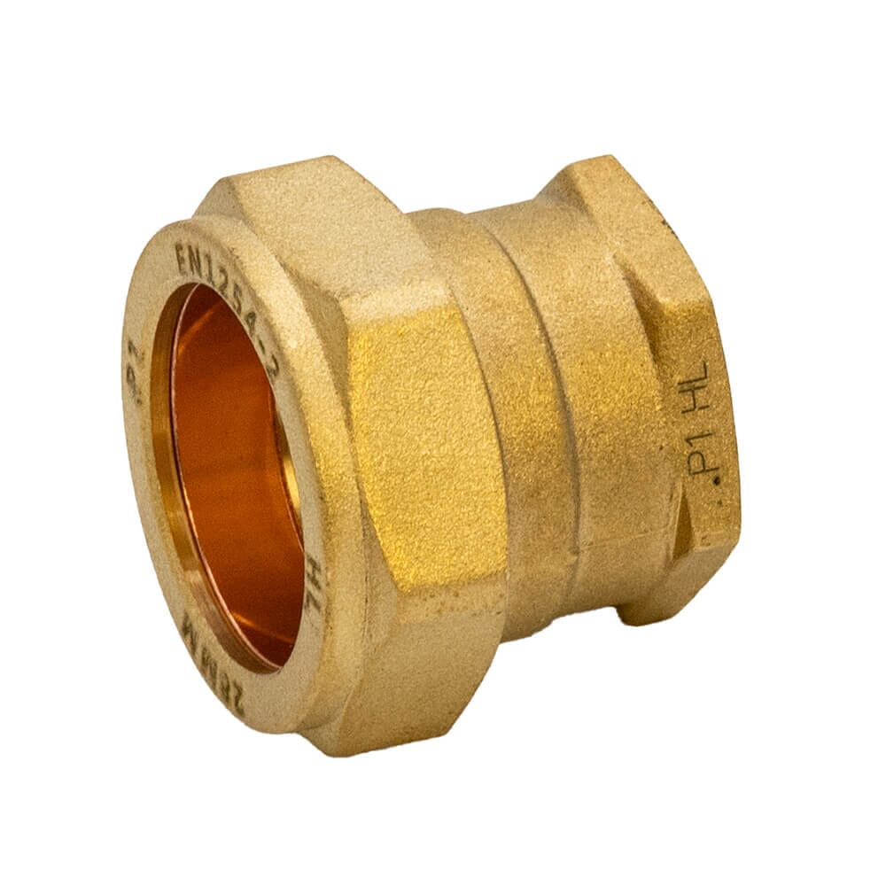 Brass Compression Female Adapter – 28mm x 3/4" BSP Coupler, CCFI2834