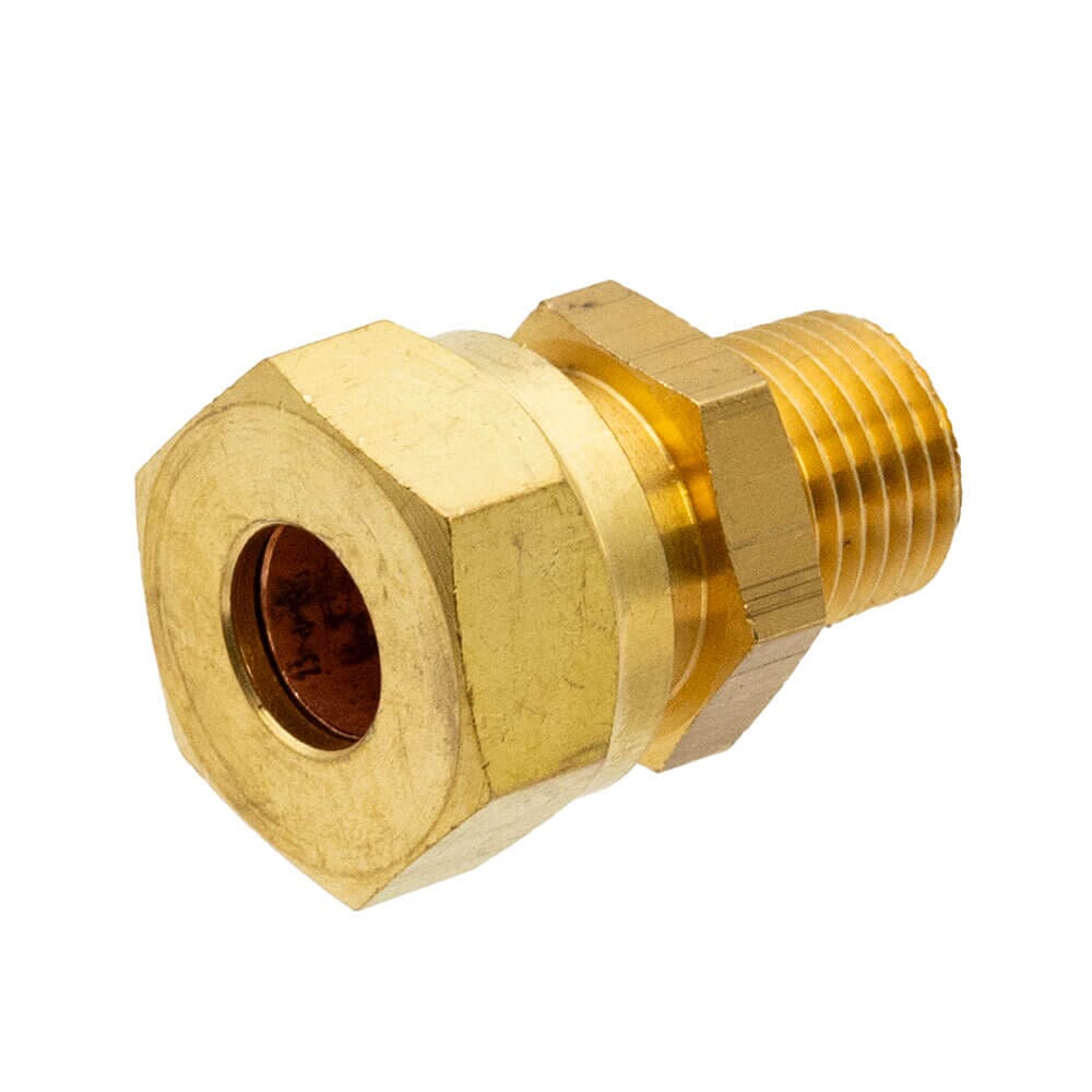 Brass Compression Male Adapter – 3/8" x 1/4" BSPT