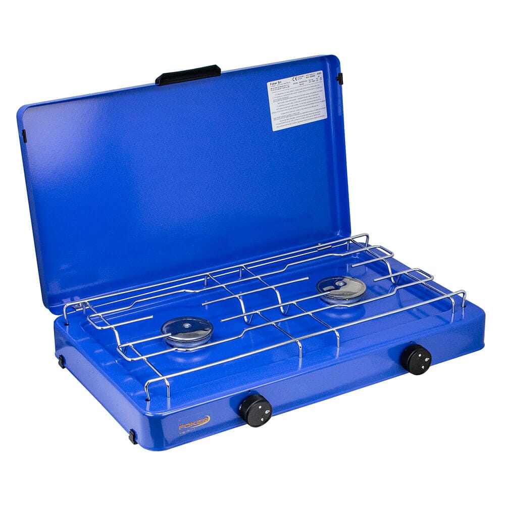 Foker Two Burner Gas Camping Stove with Lid, FK2332