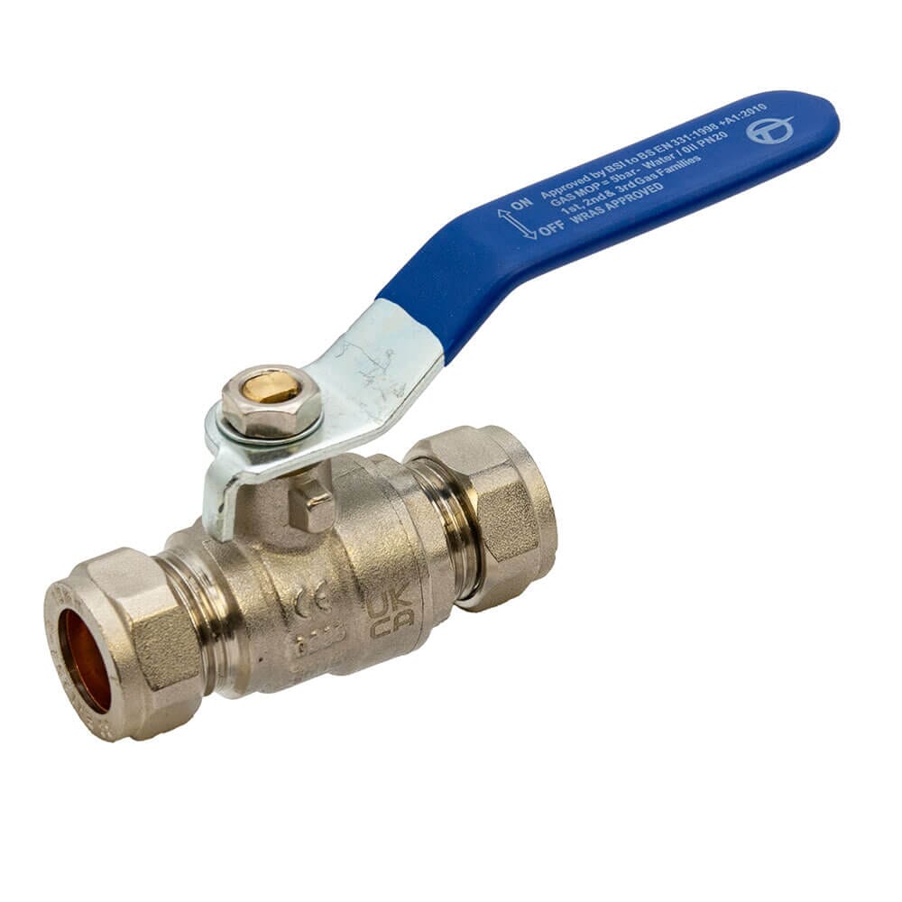 Tesla 15mm Lever Ball Valve with Blue Handle – WRAS Approved