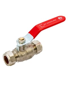 Tesla 15mm Lever Ball Valve with Red Handle – WRAS Approved, GB/BVL15R