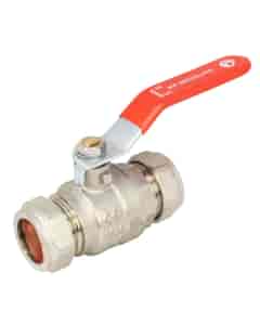  Tesla 22mm Lever Ball Valve Red Handle - WRAS Approved, GB/BVL22R