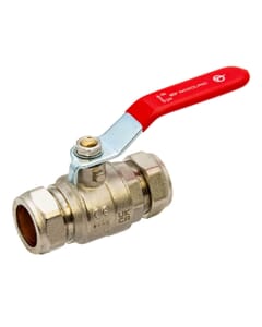 Tesla 22mm Lever Ball Valve with Red Handle – WRAS Approved, GB/BVL22R
