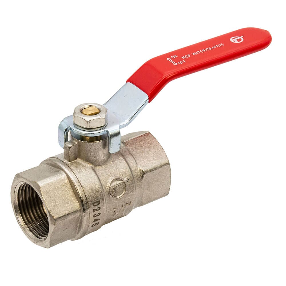 Tesla 3/4" BSP F x F Full Bore Lever Ball Valve – Red Handle, GB/BVL34R